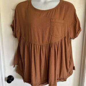We The Free Tan Blouse with Pocket